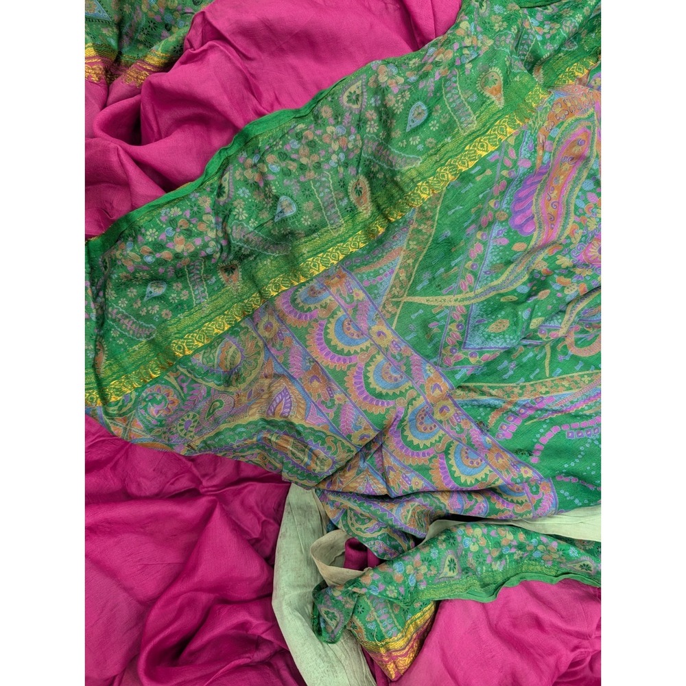 Silk Saree for Crafting Sewing Quilting Upcycled Projects Unwearable Saree